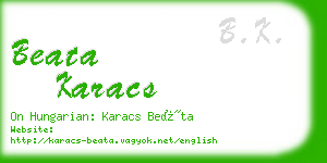 beata karacs business card